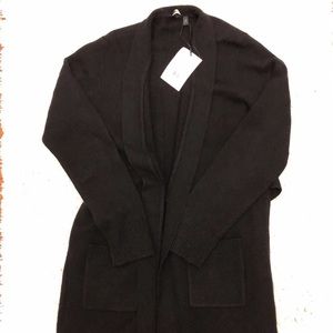 NWT Theory black open front belt cardigan sweater